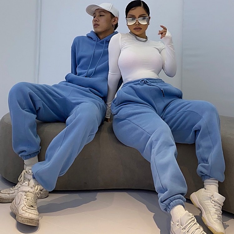 2024 Winter Autumn Custom Two Piece Hoodie Set Long Fitness Joggers Pants Hoodies And Sweatpants Set For Women