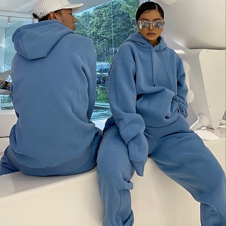 2024 Winter Autumn Custom Two Piece Hoodie Set Long Fitness Joggers Pants Hoodies And Sweatpants Set For Women