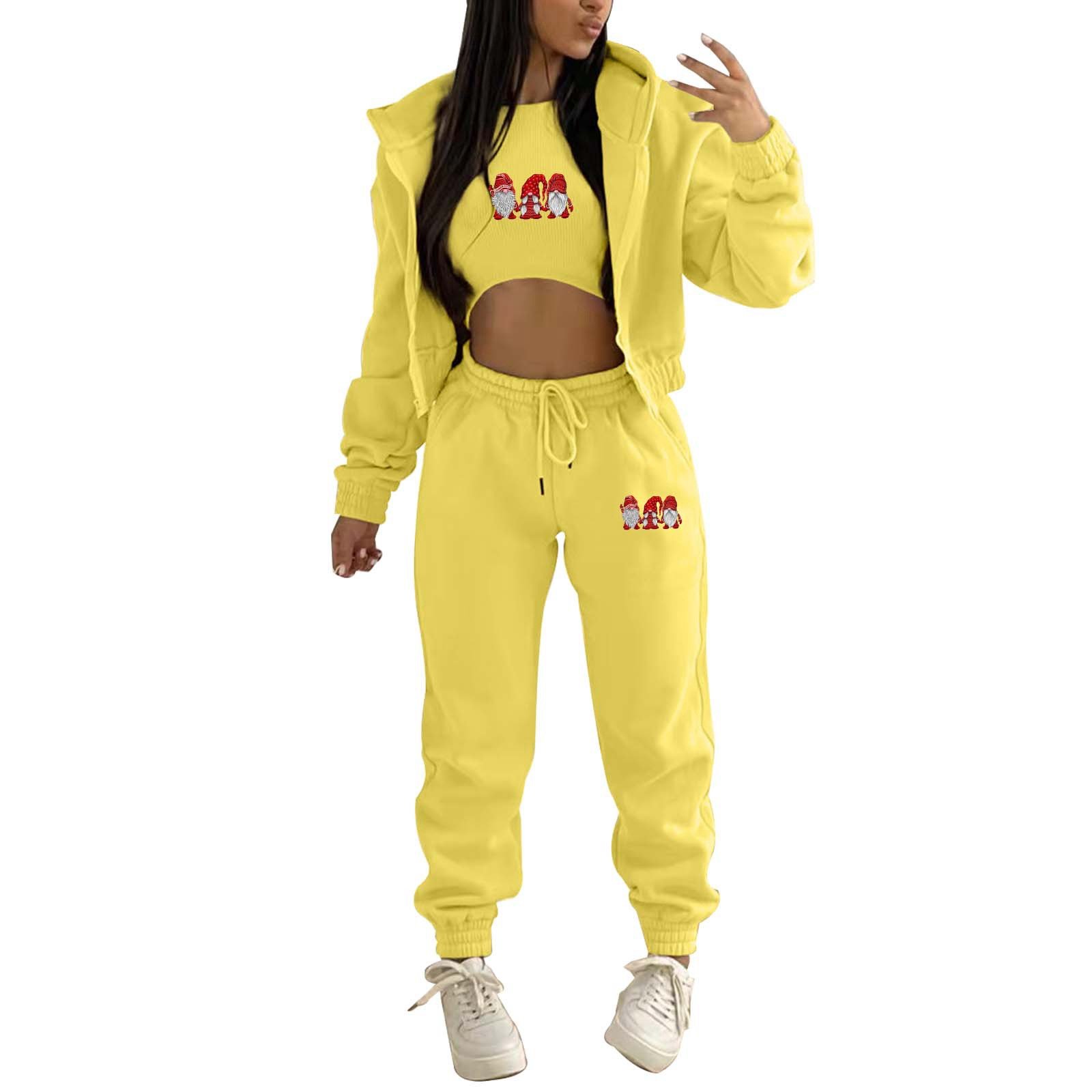 Custom logo high-quality printed sports pants and hoodie set women tracksuit 3 piece set solid color zipper women's hoodie suit