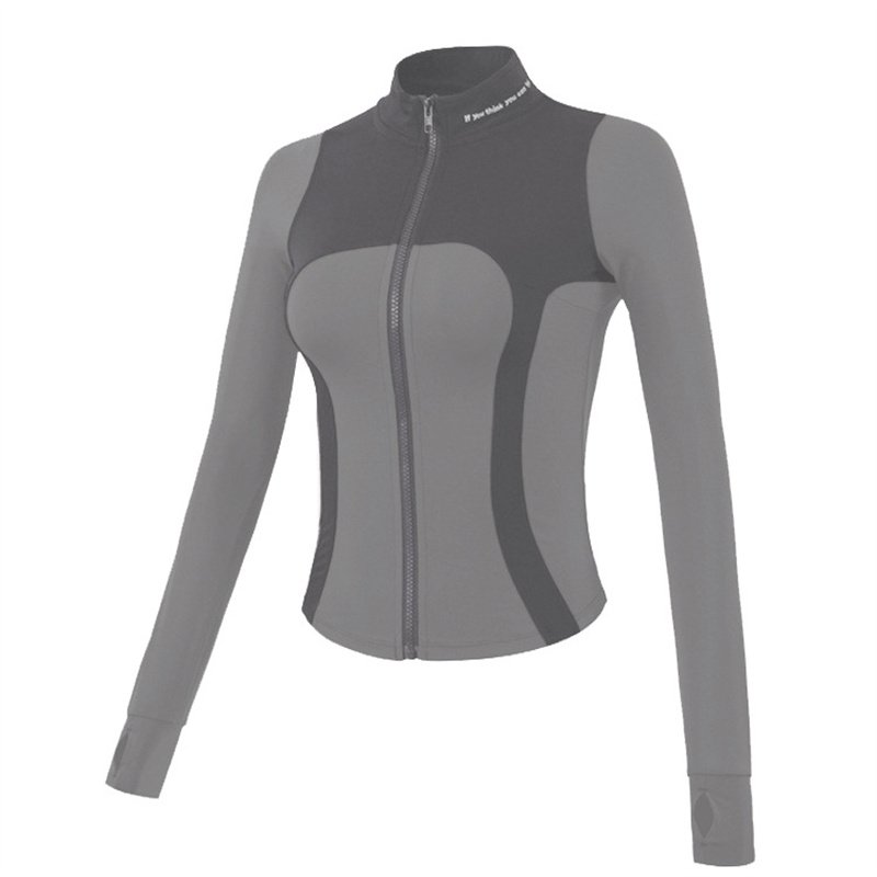 New Fashion Sport Women's Jackets Thumb Hole Full Zip up Yoga Wear Quick Dry Design Long Sleeve Seamless Yoga Set 4 Season 2pcs