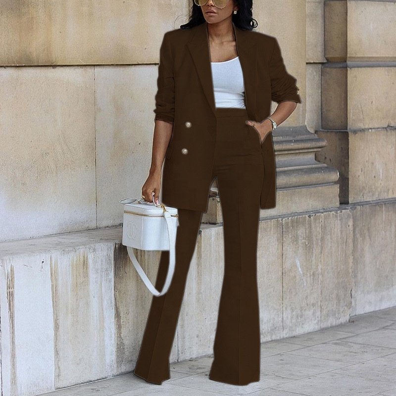 2023 Spring Wholesale Women's Casual Two-Piece Set Solid Color Loose Knitted Fabric Logo Spandex Pattern Size XXL Knee Length