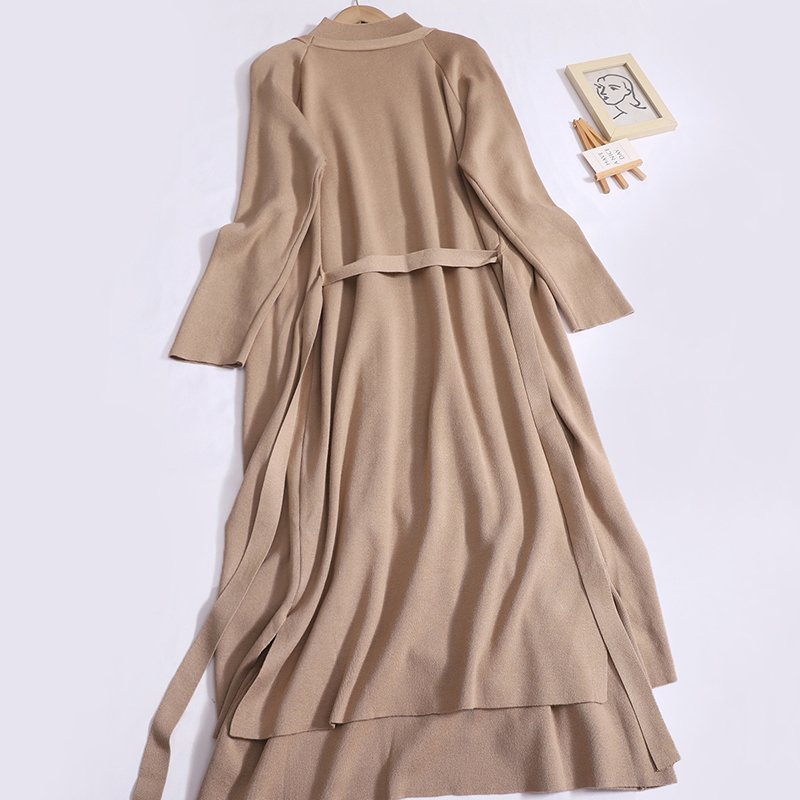 Boutique Wholesale 2024 Autumn New Style Simple French Style Sleeveless Dress Long Sleeved Cardigan Women's Set