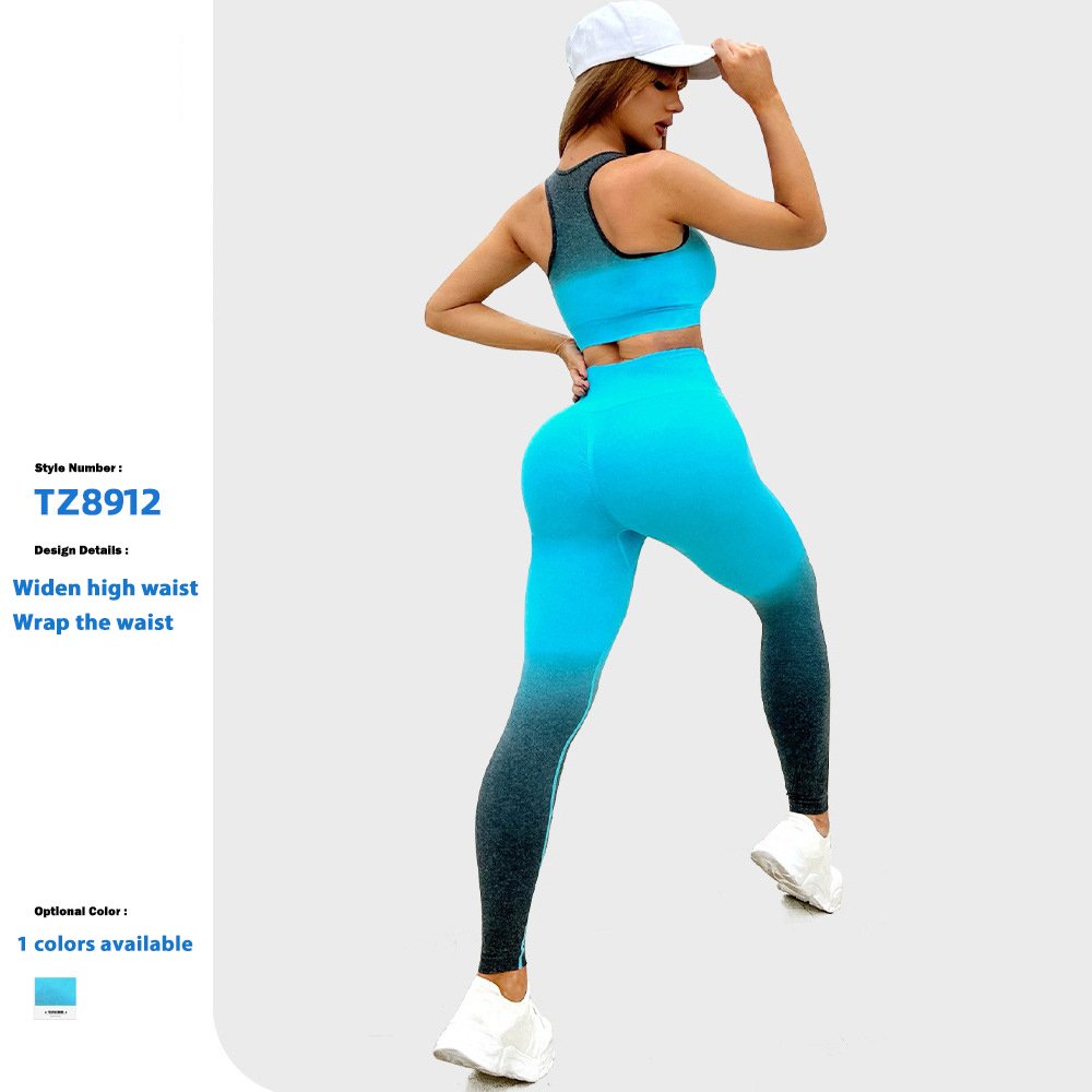 Hot Sale Exercise Fitness Seamless Gradient High Waist Hip Lift Women's Sports Activewear Seamless Women Yoga Set