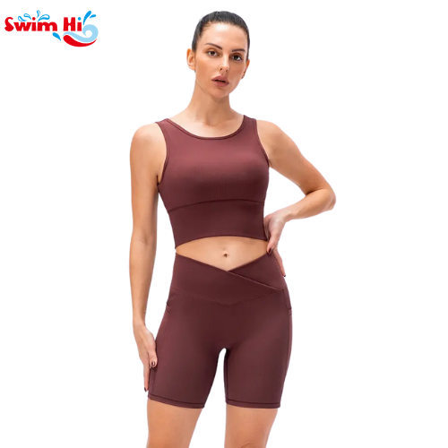 Wholesale Women's Workout Sports Sets Fitness Backless Padded Low Impact Bra Yoga Crop Suits