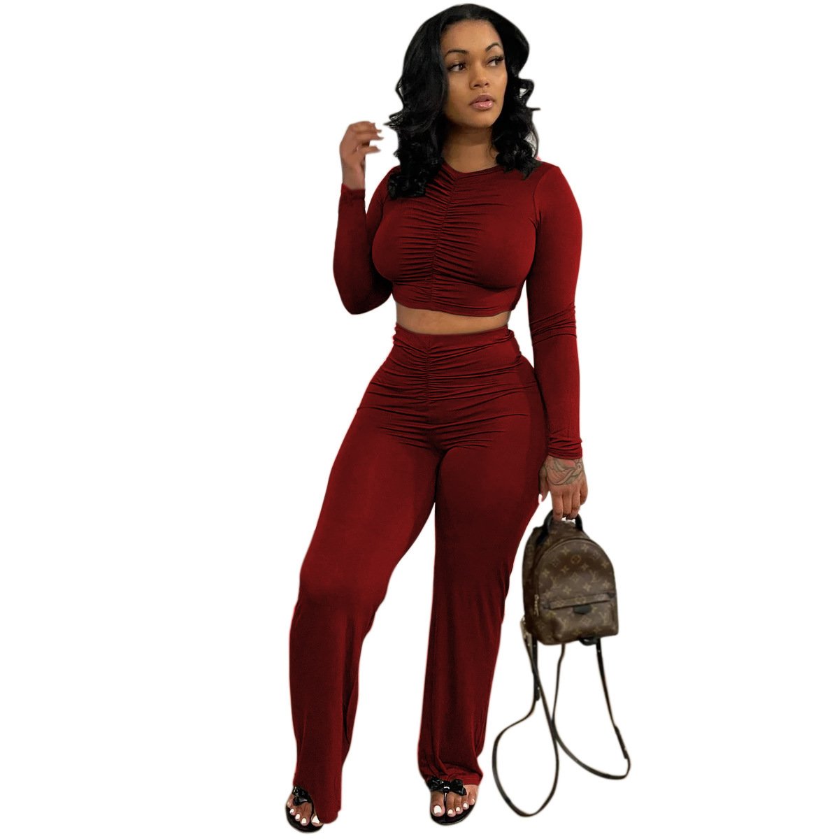 Summer new high quality sexy women's waist-baring tights thin breathable quick-drying solid color tops and shorts suits casual