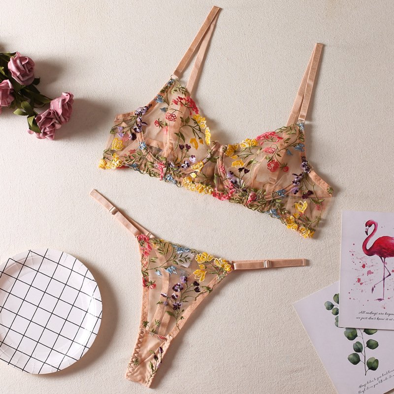 Women Underwear Sexy floral Wholesale Lace Underwear Women Two Piece Sexy Lingerie Panty and Bra Sets for Girls