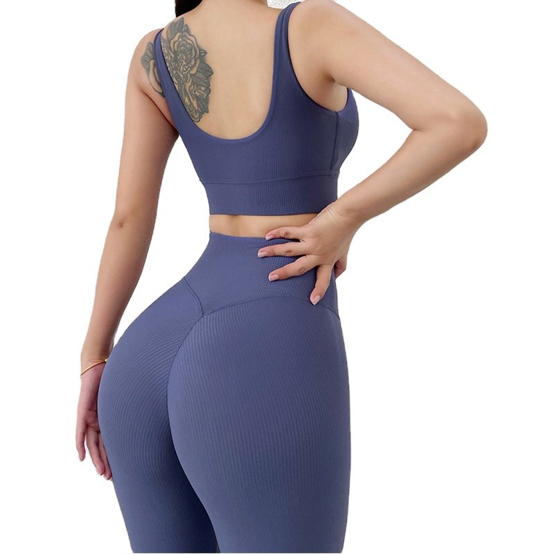 New High Waist Leggings Sports Bra Women's Sets Quick Dry Yoga Clothes Breathable Sportswear Gym Fitness Sets Apparel Stock