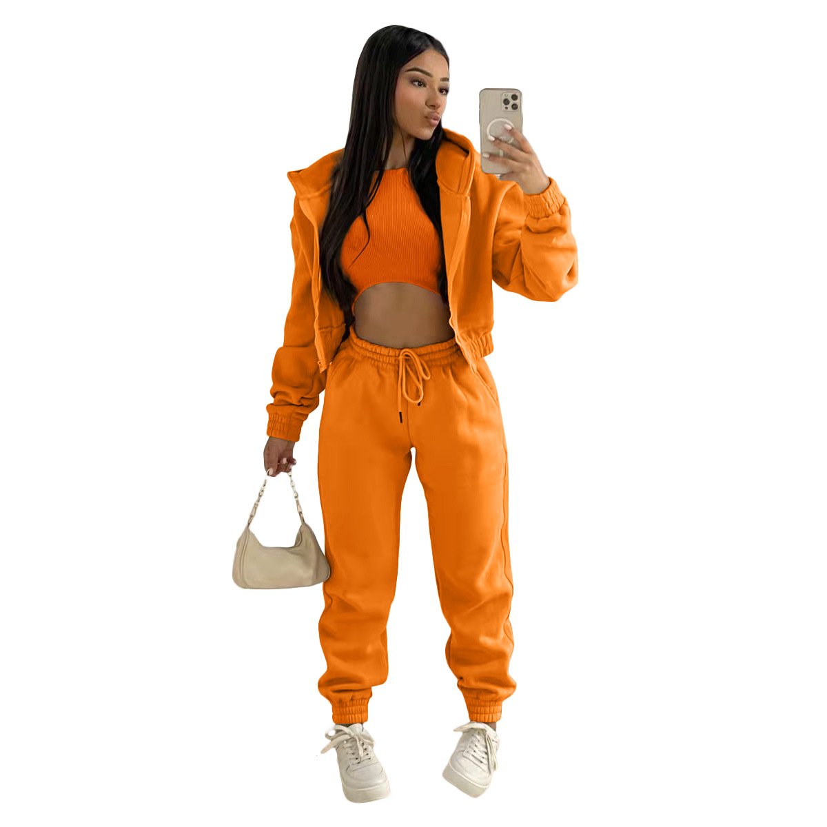 High Quality Custom Sublimation Logo Blank Plain Tracksuits Outfits Sports Streetwear 3 Piece Plus Size Gym Plush Women'S Sets
