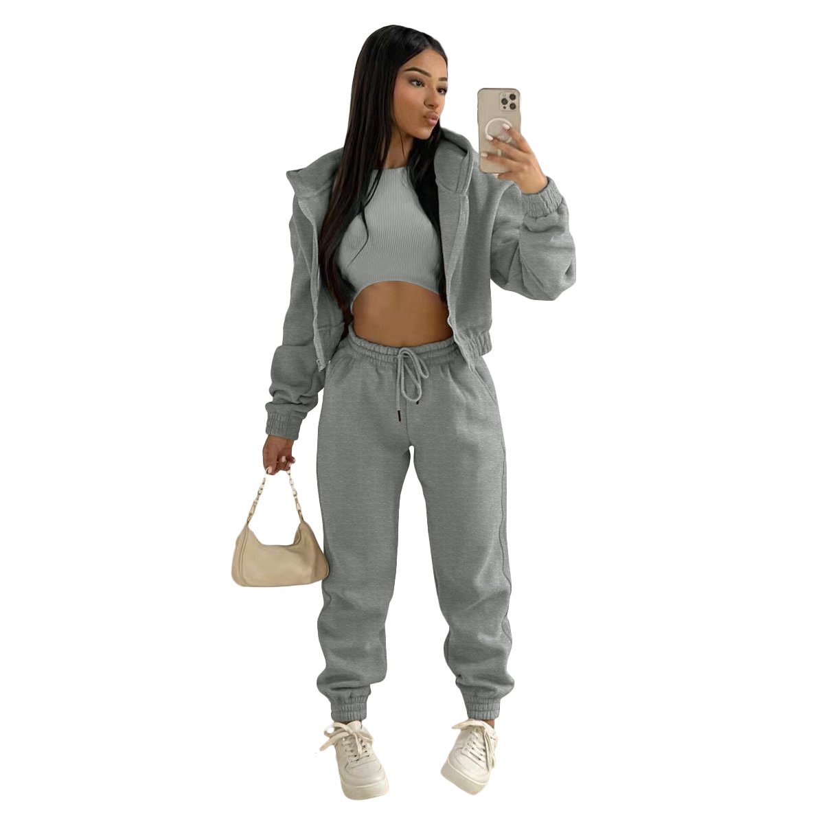 High Quality Custom Sublimation Logo Blank Plain Tracksuits Outfits Sports Streetwear 3 Piece Plus Size Gym Plush Women'S Sets