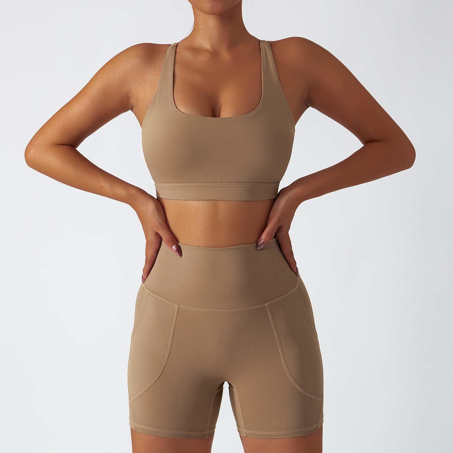 New Fitness Clothes Recycled Fabric Girls Sports Wear Women Spandex Two Piece Yoga Set Bra And Short Set