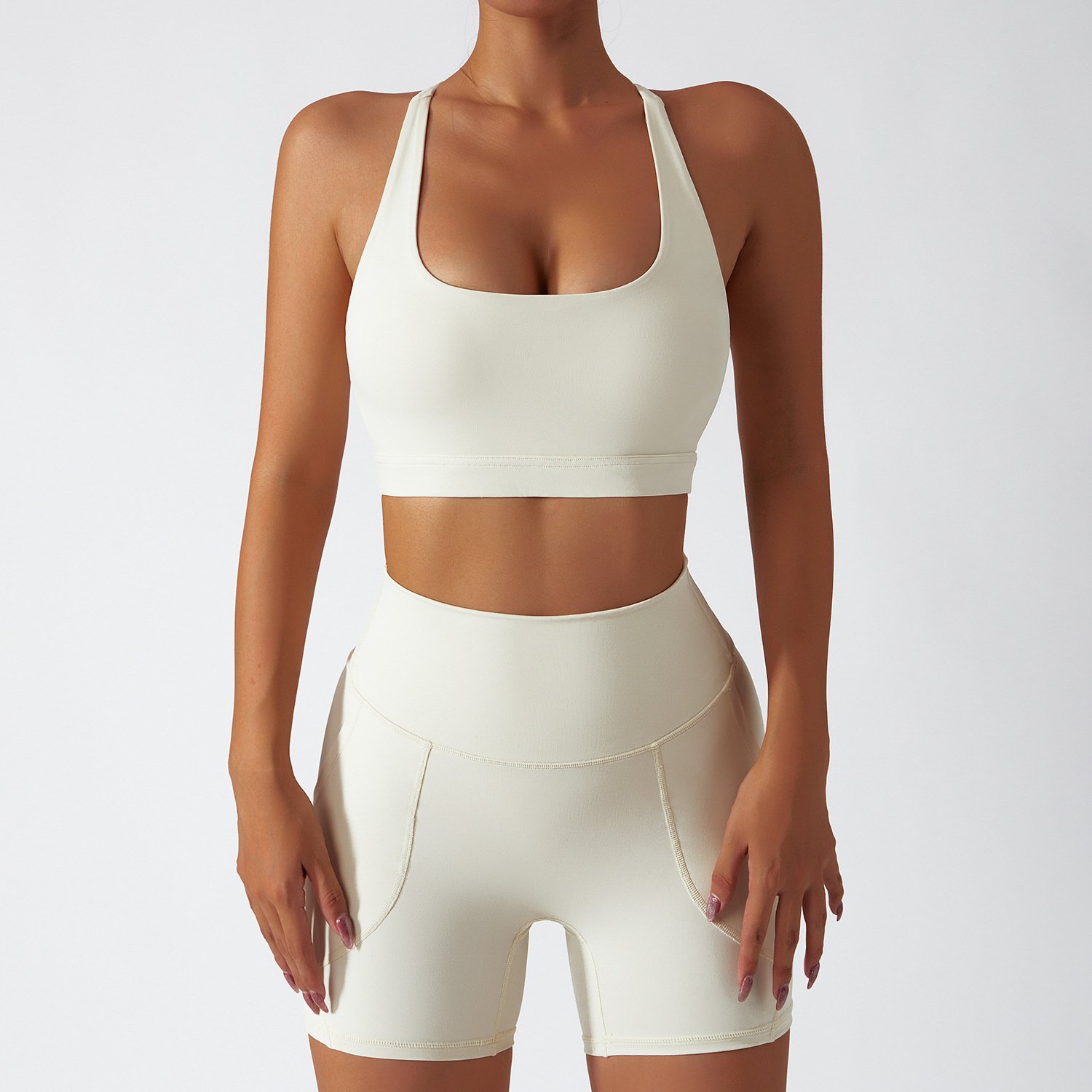New Fitness Clothes Recycled Fabric Girls Sports Wear Women Spandex Two Piece Yoga Set Bra And Short Set