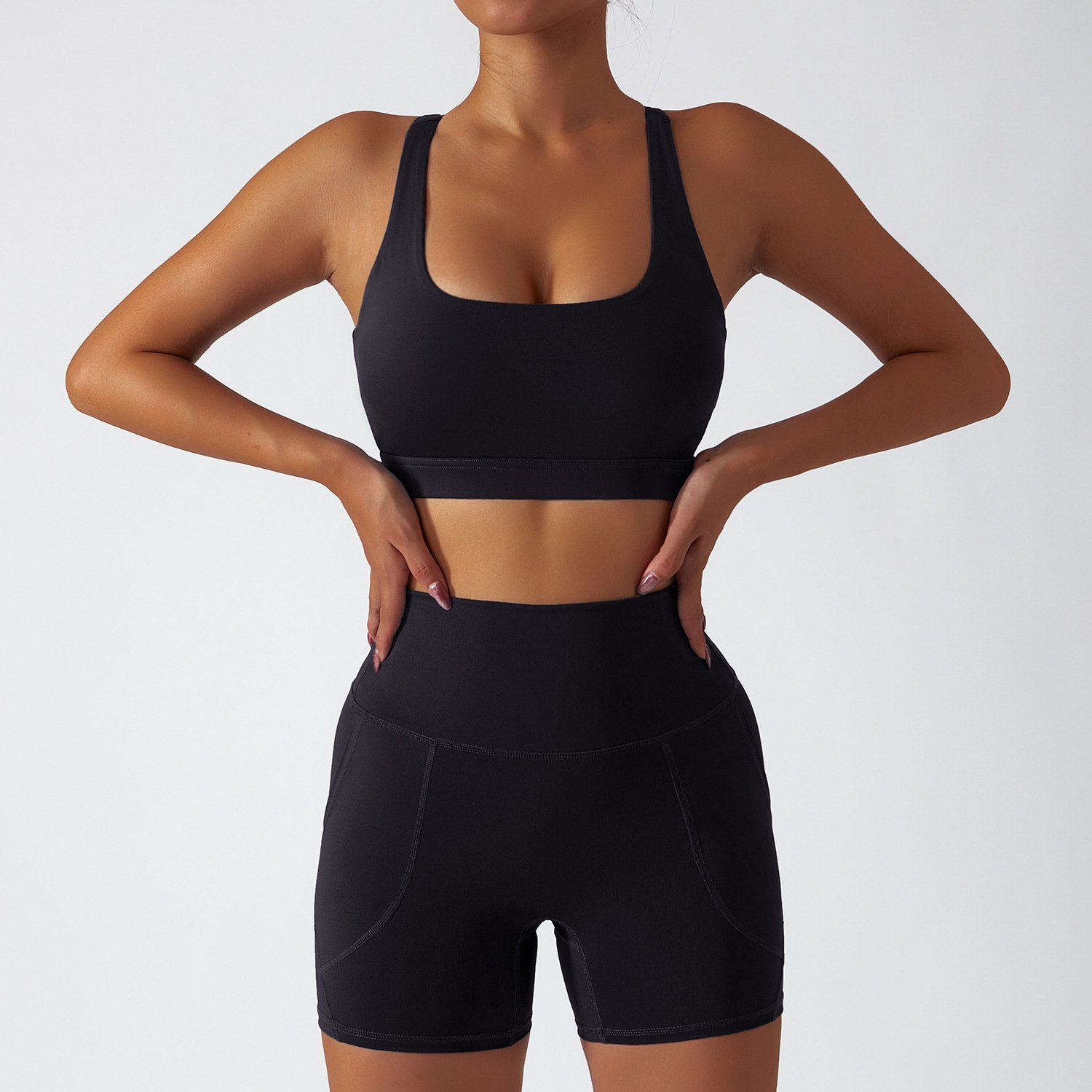 New Fitness Clothes Recycled Fabric Girls Sports Wear Women Spandex Two Piece Yoga Set Bra And Short Set