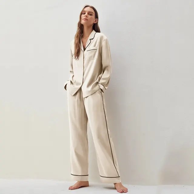 Women's Clothing Elegant Bamboo Modal Viscose Women Pajamas Short Sets Ribbed Loungewear Set Classic Style