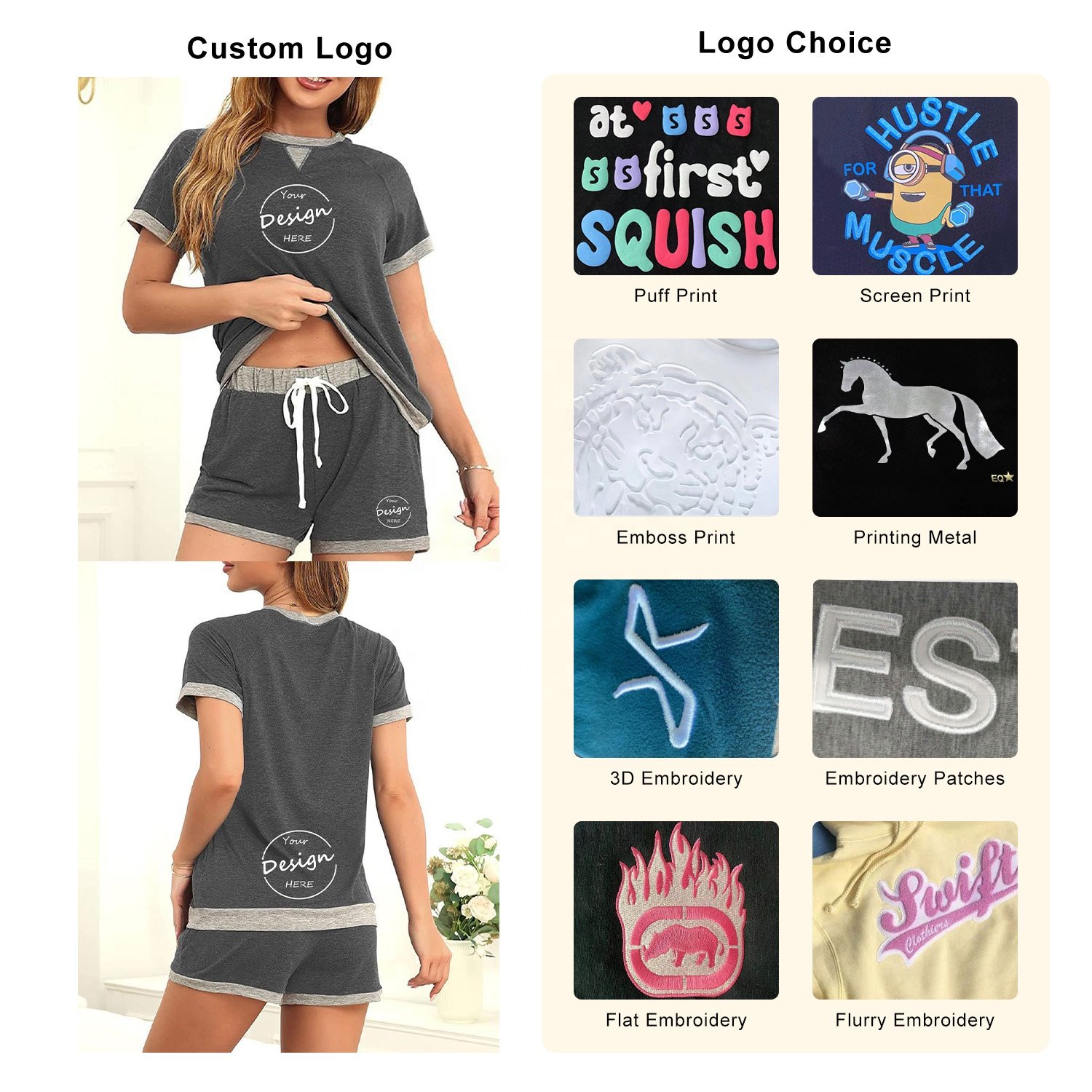Custom Women Clothes Set Lightness 180GSM 100% Combed Cotton Color Block Patchwork Round Neck And Shorts Women's Sets