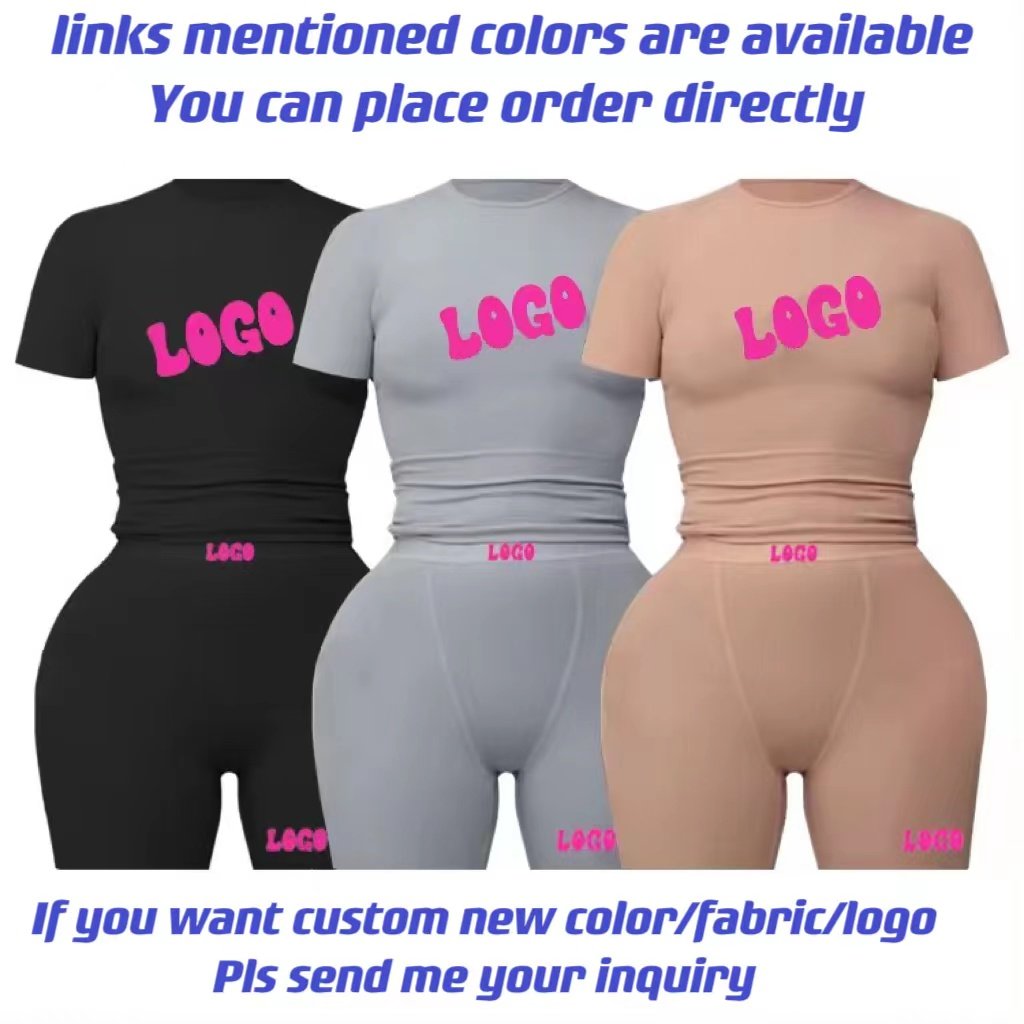 ready to ship products women's ribbed t-shirt shorts lounge wear 2 two piece set for women clothing Summer loungewear pajamas