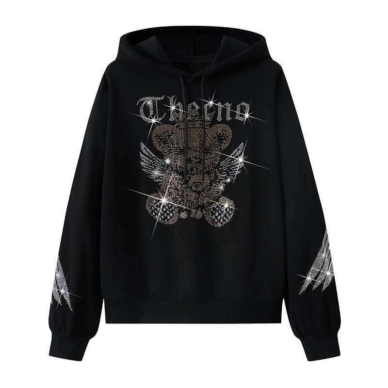 2024 Custom Rhinestone Hoodie Sweatpants Set Luxury Track Suit with Rhinestone Women Sweatsuit Two Piece s Set hoodie set women