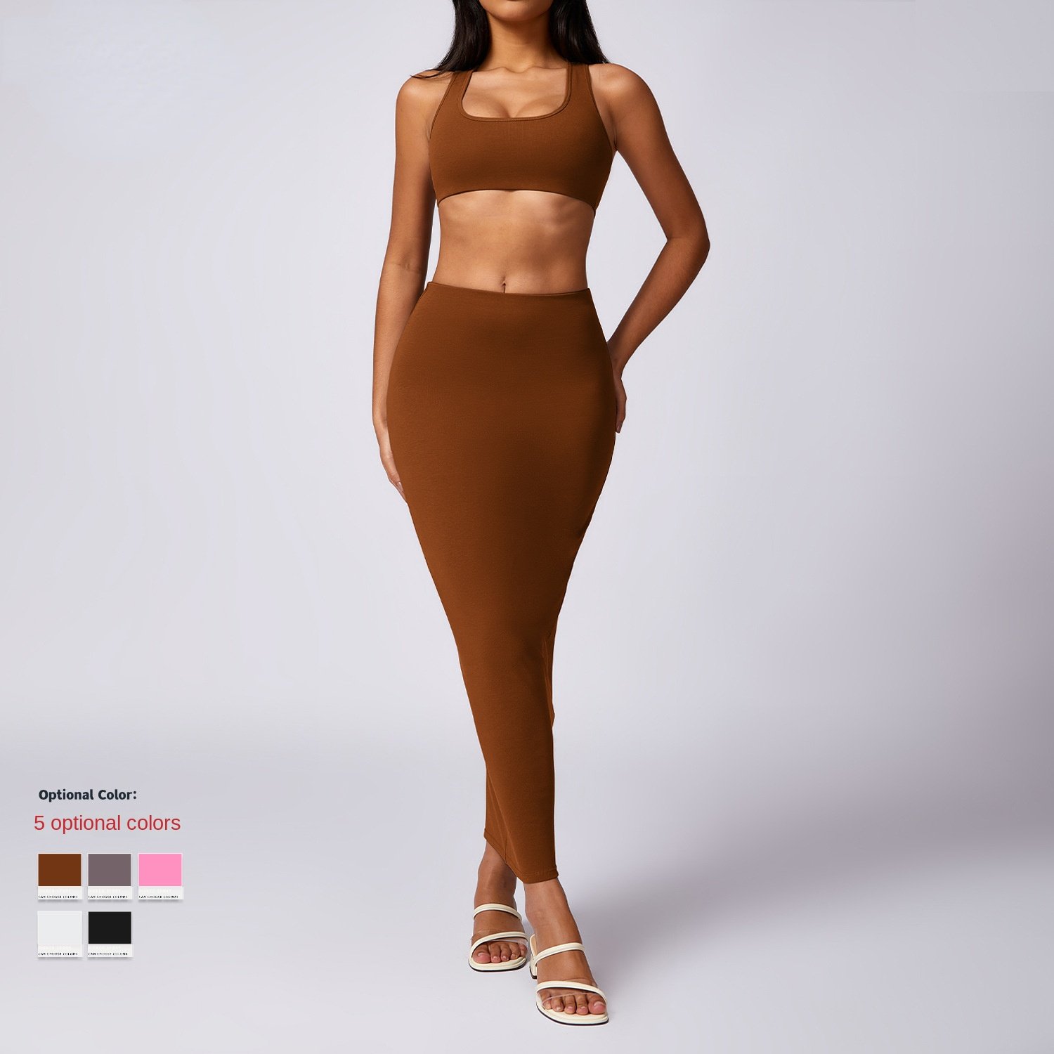BOJIN 2024 Women's Sets Plain Beautiful Back Cropped Top Athleisure Set Slimming Halterneck Tight Yoga Suit Set