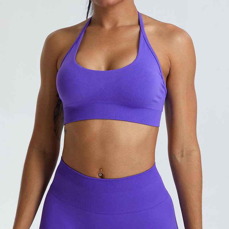 Lcool halter sports bra scrunch butt shorts Seamless Women's Workout Sports Fitness Yoga Running Gym Shorts set