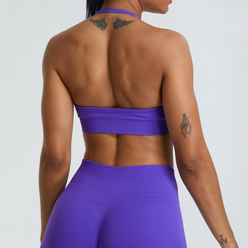 Lcool halter sports bra scrunch butt shorts Seamless Women's Workout Sports Fitness Yoga Running Gym Shorts set
