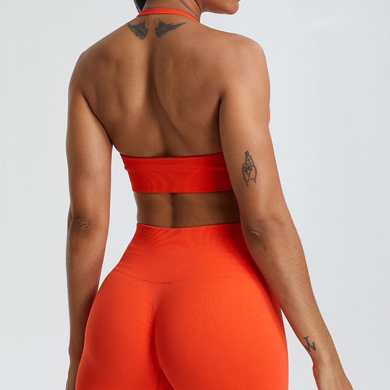 Lcool halter sports bra scrunch butt shorts Seamless Women's Workout Sports Fitness Yoga Running Gym Shorts set