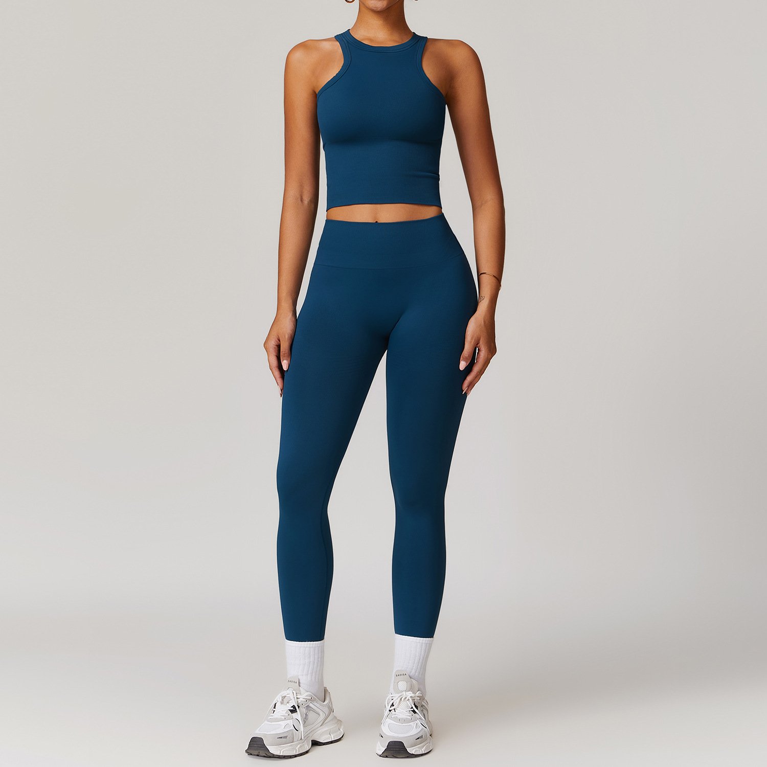 TZ7725 Women's 2 Piece Outfits Seamless Exercise Sports Bra Tank Tops High Waist Shorts Long Leggings Yoga Set activewear