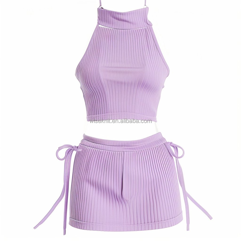 Designer tow 2 piece set women's sets clothing knit loungewear knit sets for women Y2K sleeveless Tank Top flare pant outfit