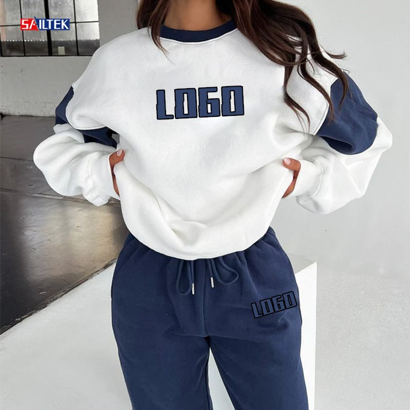 Fall 2024 women clothes causal sports suit custom two piece set women 350 gsm joggers sweatsuit hoodie and sweatpants set