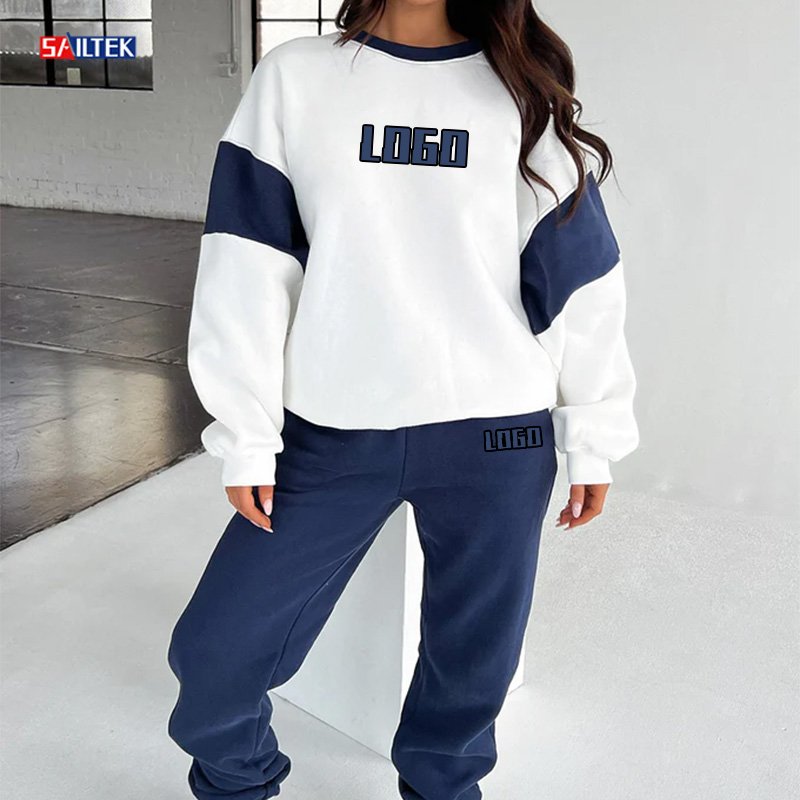 Fall 2024 women clothes causal sports suit custom two piece set women 350 gsm joggers sweatsuit hoodie and sweatpants set