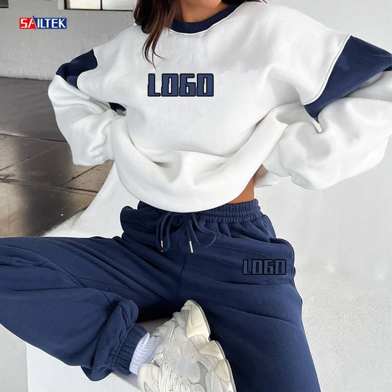 Fall 2024 women clothes causal sports suit custom two piece set women 350 gsm joggers sweatsuit hoodie and sweatpants set