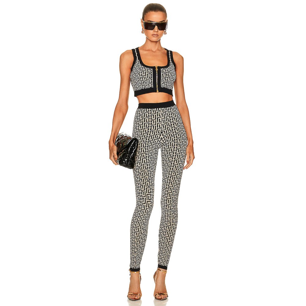 Newly designed casual pattern printed women's sets customized fashion sexy vest and pants two-piece set
