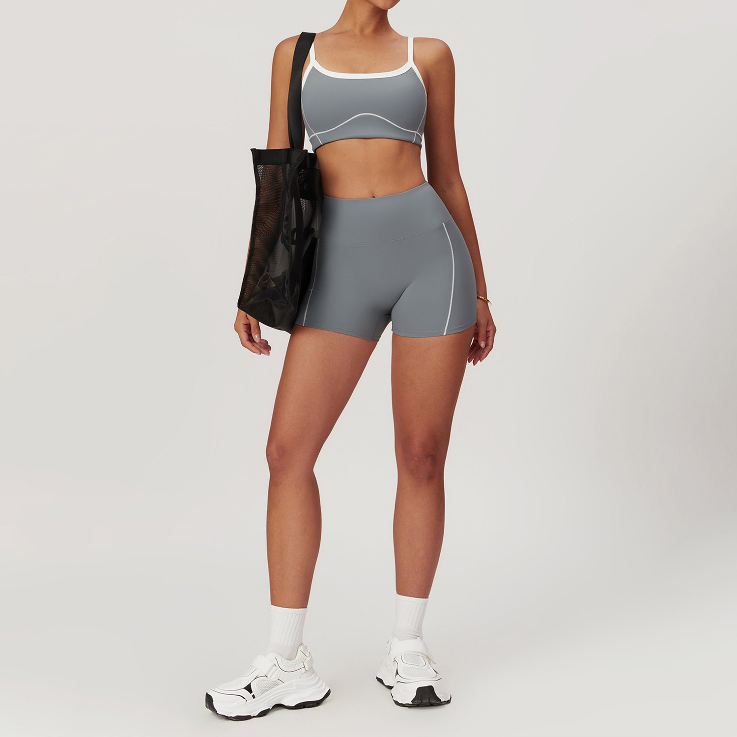 AL Yoga's new women's halter bra High waist seamless filling sports cycling shorts set
