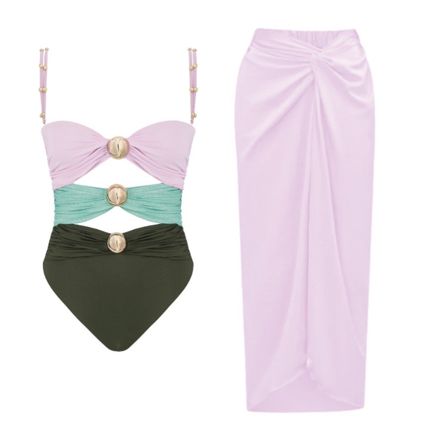 Summer Women's Sexy Hollow out Knitted Strap Tank Top High Waist Wrap Hip Long Skirt Two Piece Set