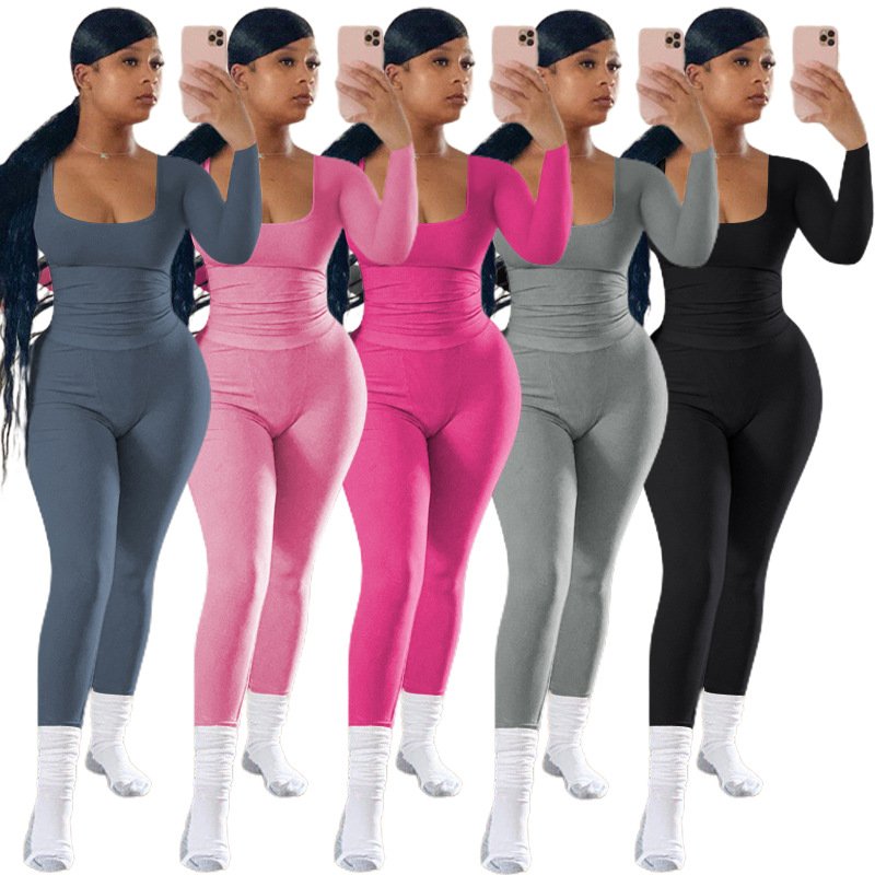 women's lounge wear dupe wholesale loungewear long sleeve T-shirt pants legging two piece set women clothing suit set 2024 Fall