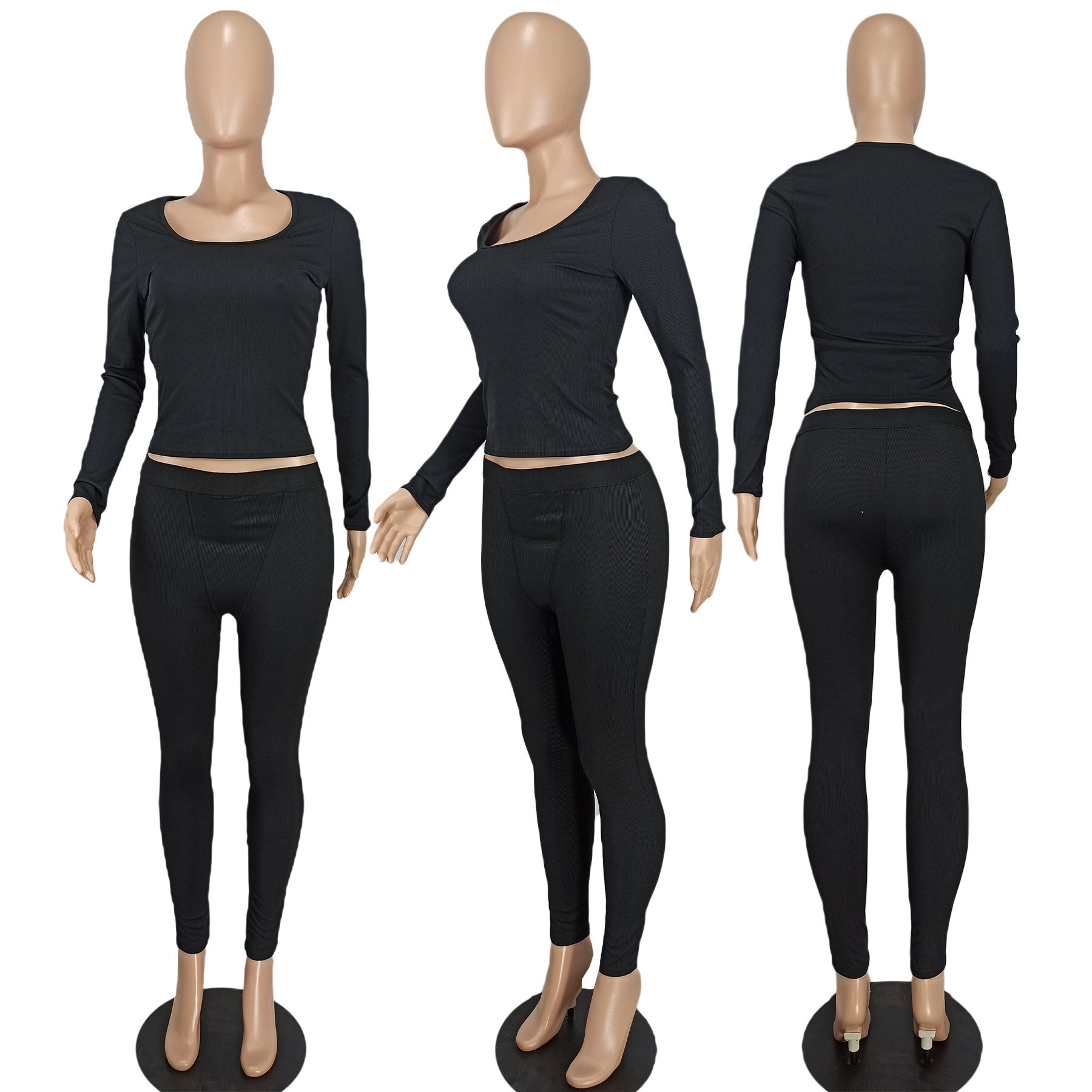 women's lounge wear dupe wholesale loungewear long sleeve T-shirt pants legging two piece set women clothing suit set 2024 Fall