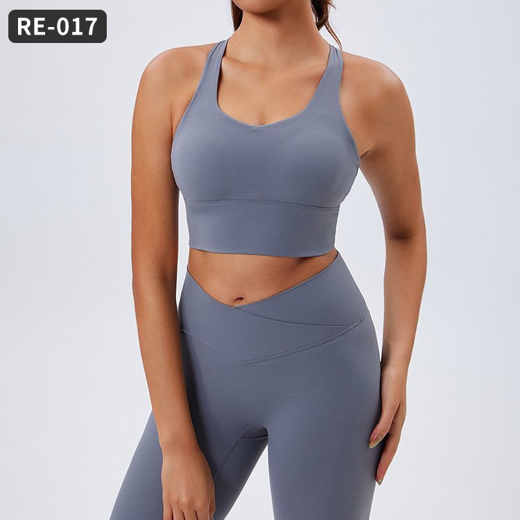 Wholesale Recycled Nylon Cross Back Sports Running Fitness Yoga Workout Fashion Girl's Yoga Set Gym Fitness Sets Women's Sets