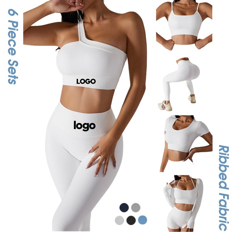 2024 Women Fitness Sets Womens Clothes Sportswear 6 Piece Set High Quality Activewear Yoga Leggings For Women Gym Fitness Sets