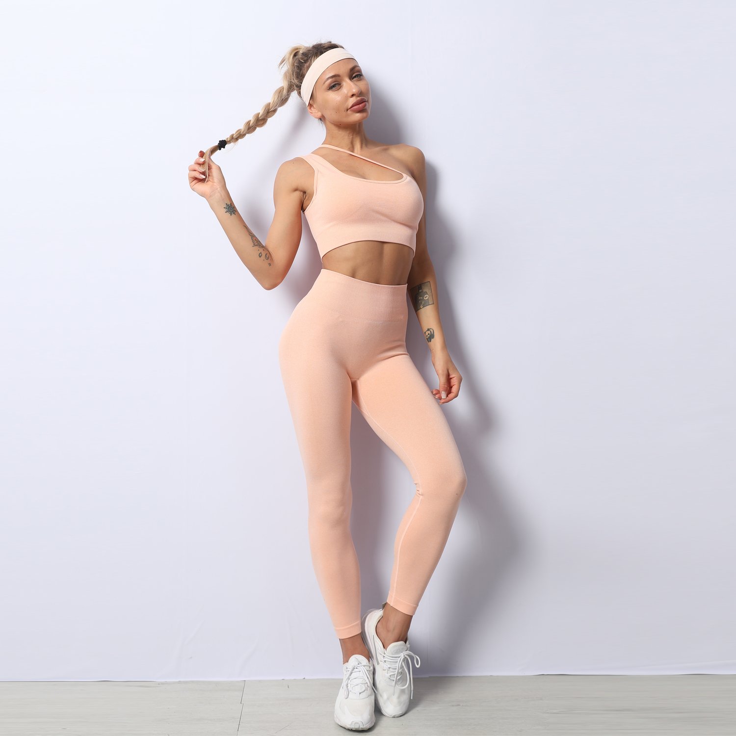 High Quality Active Wear Set Custom Logo Long Sleeve Seamless Leggings 2pcs Yoga Set