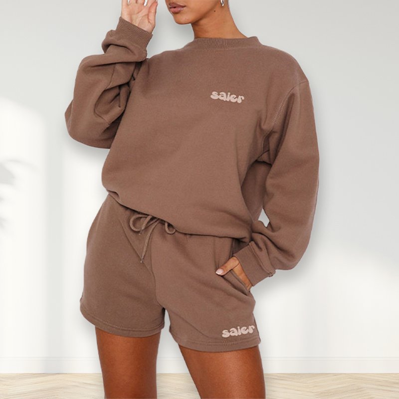 Custom logo sportswear short sweat suit women 2 piece sweatshirts and shorts sets for women jogger jumper women's sets