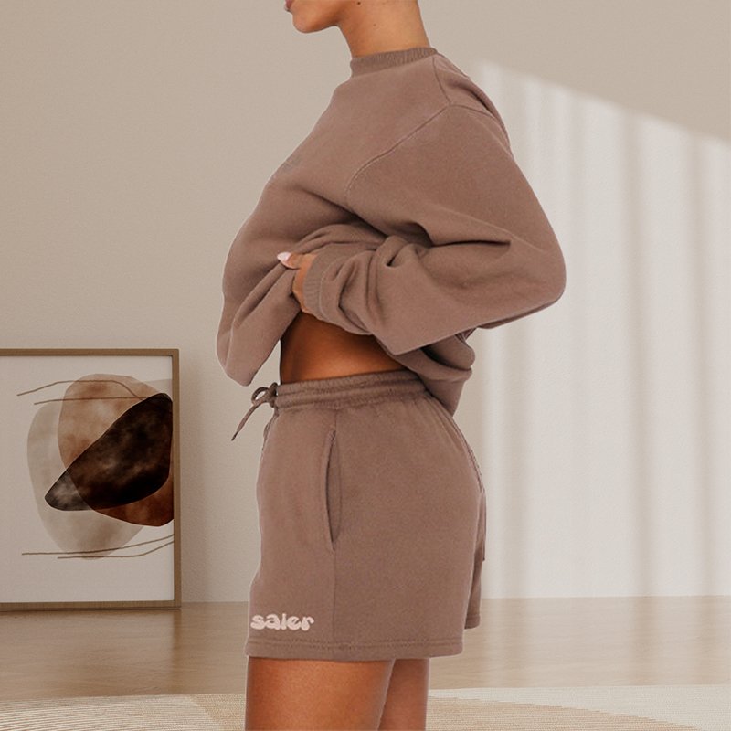 Custom logo sportswear short sweat suit women 2 piece sweatshirts and shorts sets for women jogger jumper women's sets