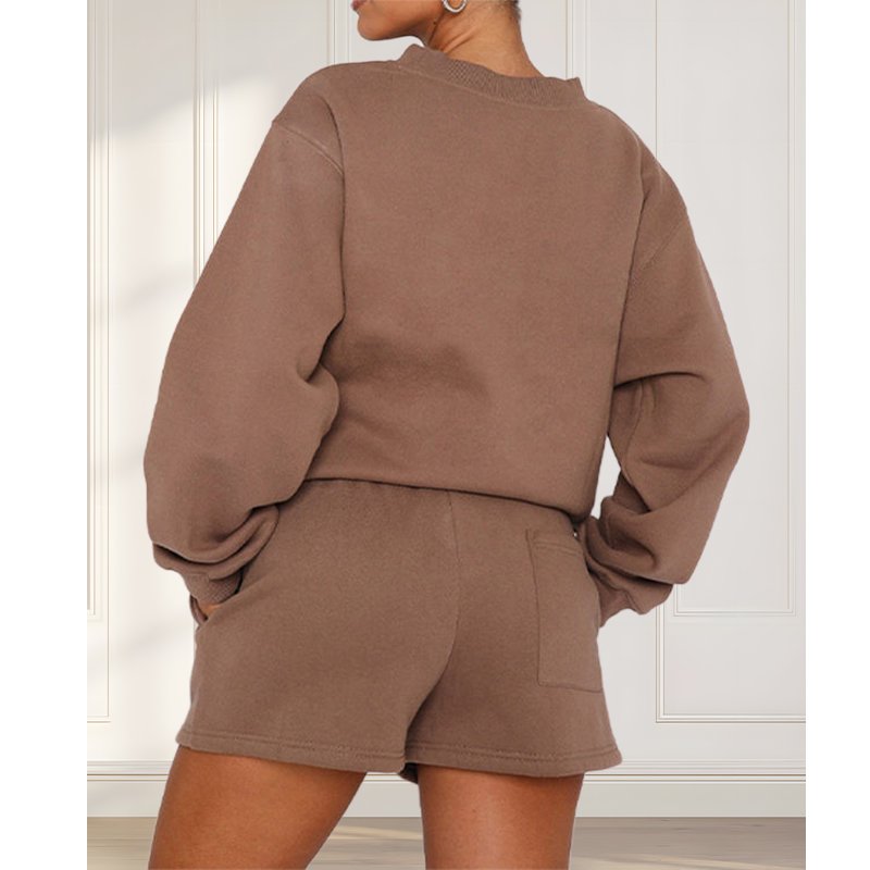 Custom logo sportswear short sweat suit women 2 piece sweatshirts and shorts sets for women jogger jumper women's sets