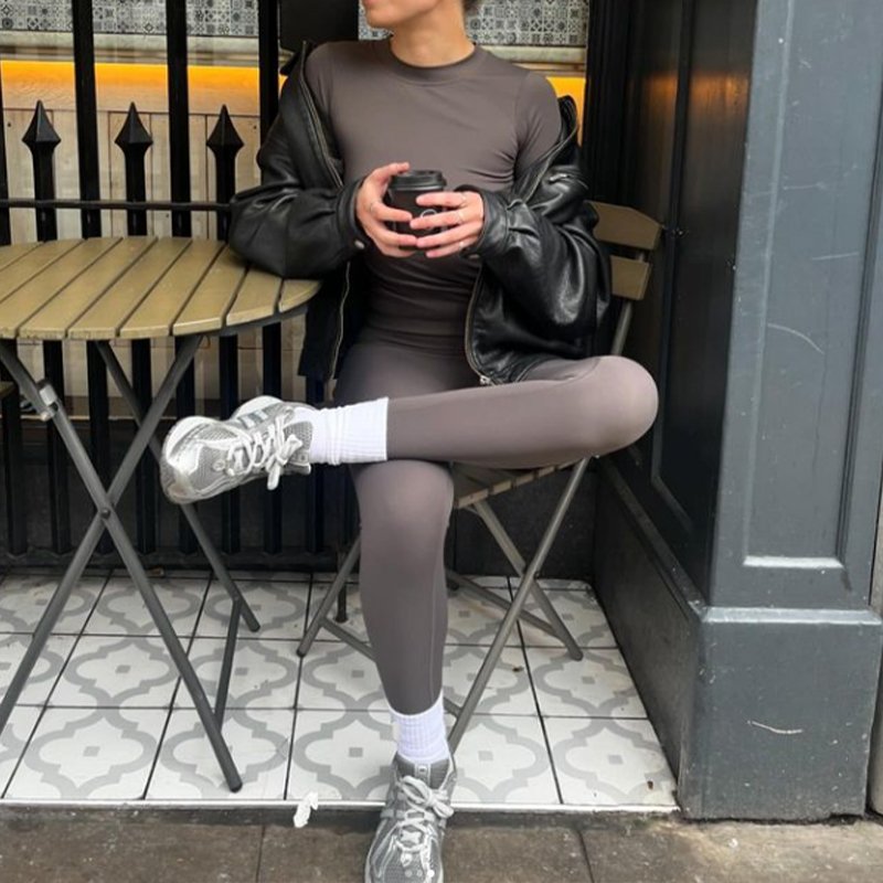 F240169 Custom Women Loungewear Set Athletic Wear Workout Long Sleeve Tops Clothes Yoga Sports High Waist Leggings Sets