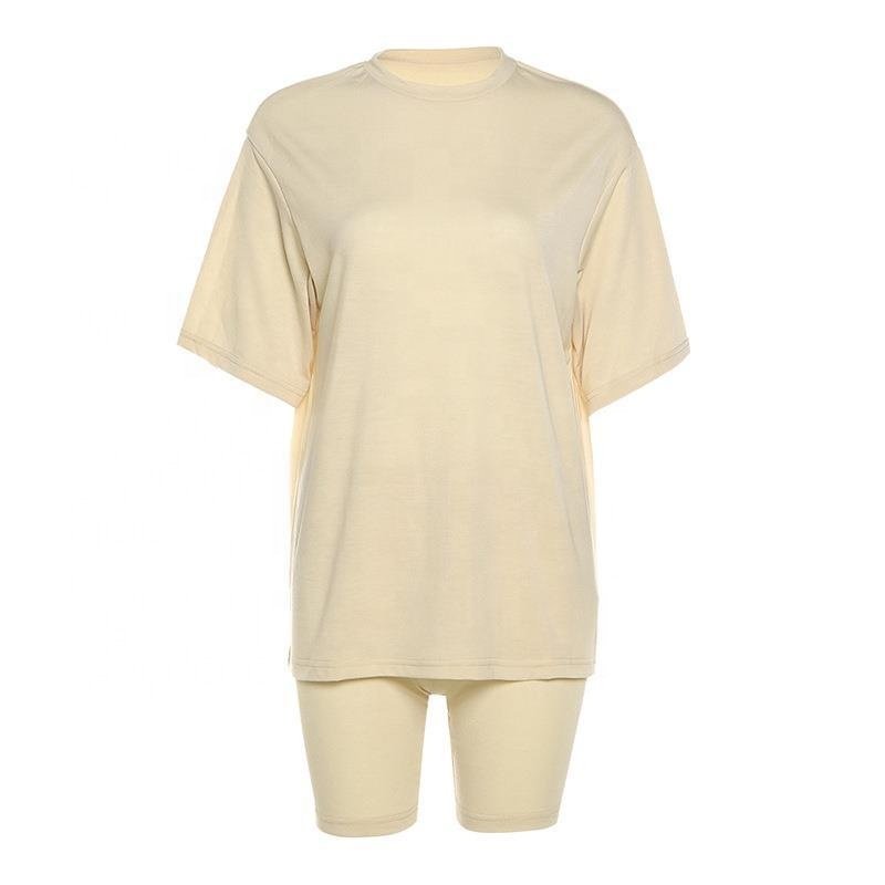 Loose fit spring women s clothing summer 2 piece short set plus size cotton clothing for women