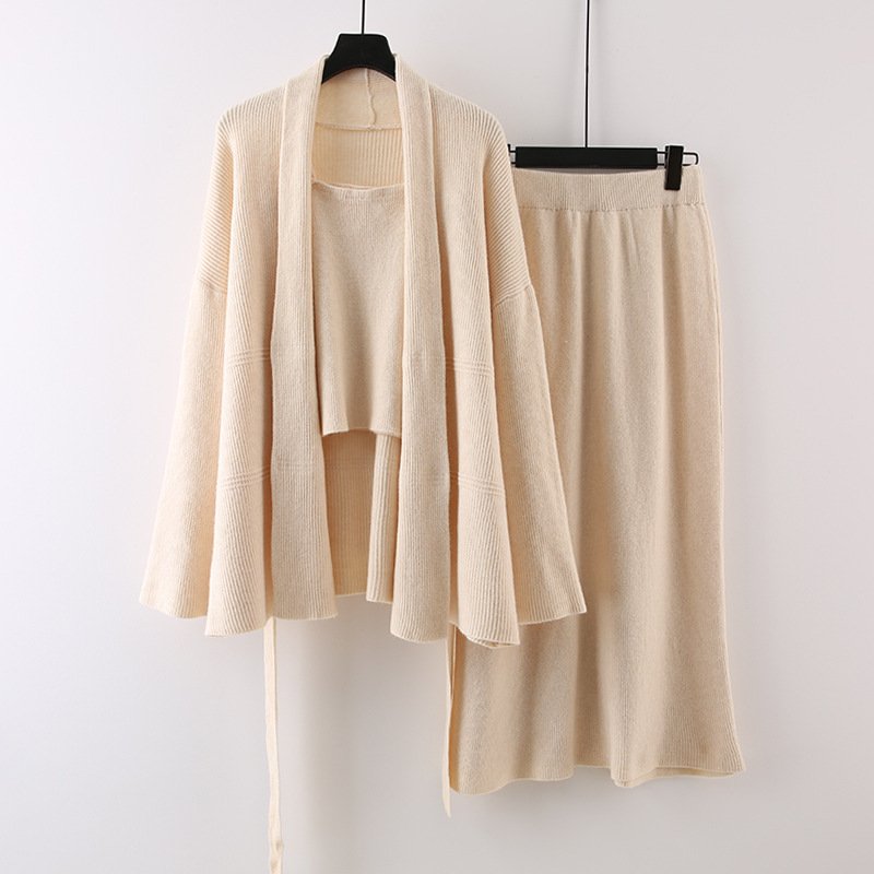 Boutique Wholesale 2024 Autumn New Fashion Design Knitted Cardigan Sweater Strap Skirt Women's Set