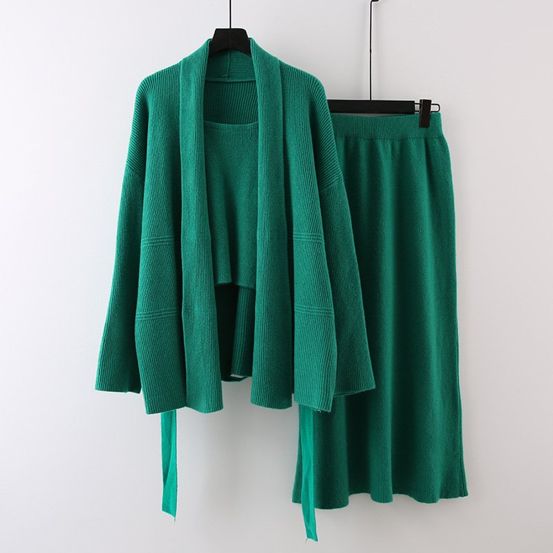 Boutique Wholesale 2024 Autumn New Fashion Design Knitted Cardigan Sweater Strap Skirt Women's Set