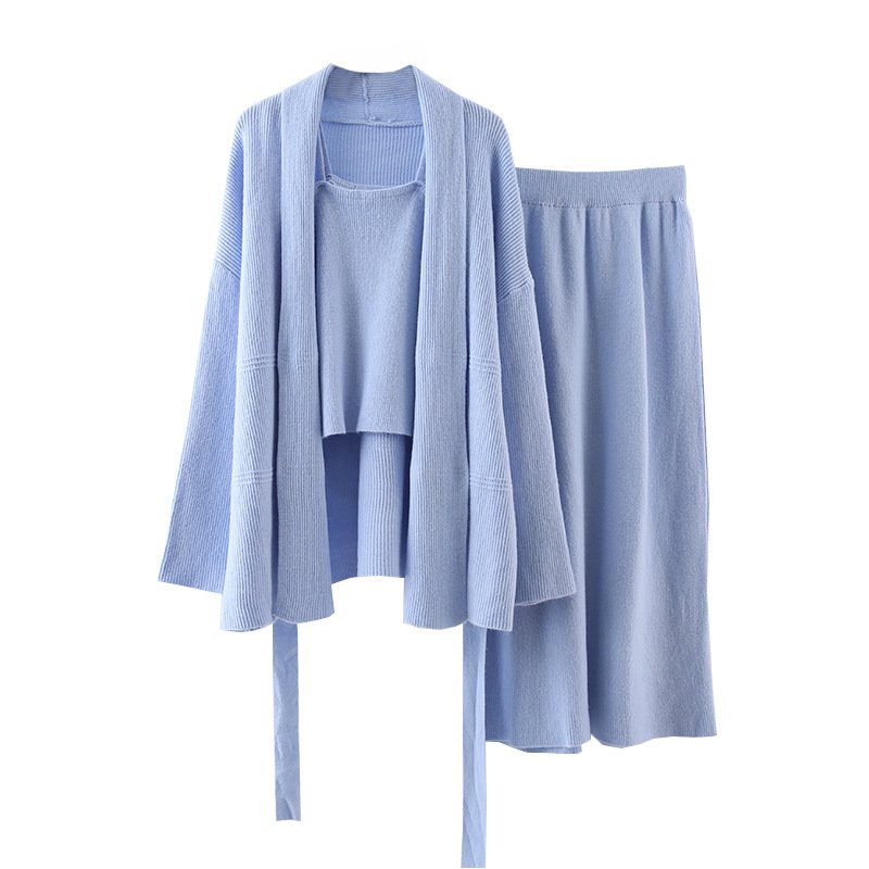 Boutique Wholesale 2024 Autumn New Fashion Design Knitted Cardigan Sweater Strap Skirt Women's Set