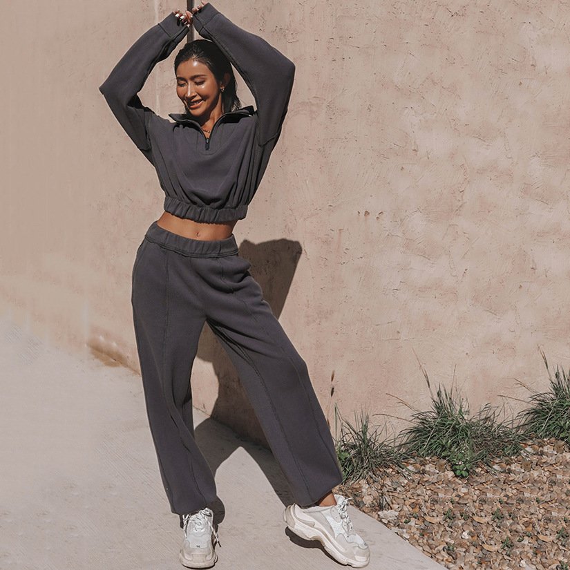 Custom Women's Sweatshirt Suit Womens Tracksuits Half Zipper Pullover Hoodie and Sweatpants 2 Piece Sets Women's Clothing