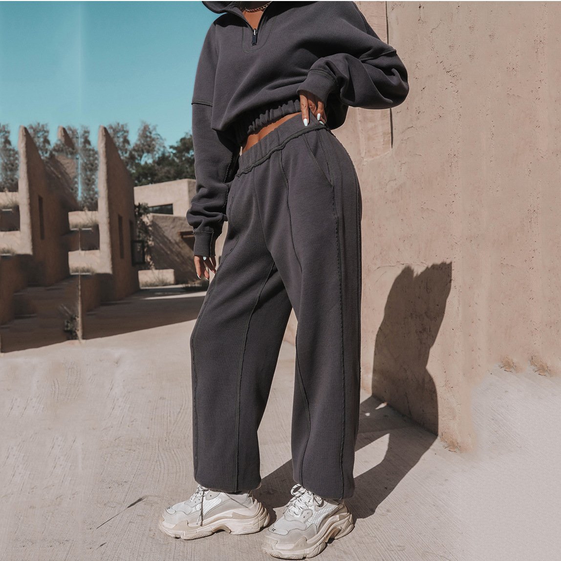 Custom Women's Sweatshirt Suit Womens Tracksuits Half Zipper Pullover Hoodie and Sweatpants 2 Piece Sets Women's Clothing