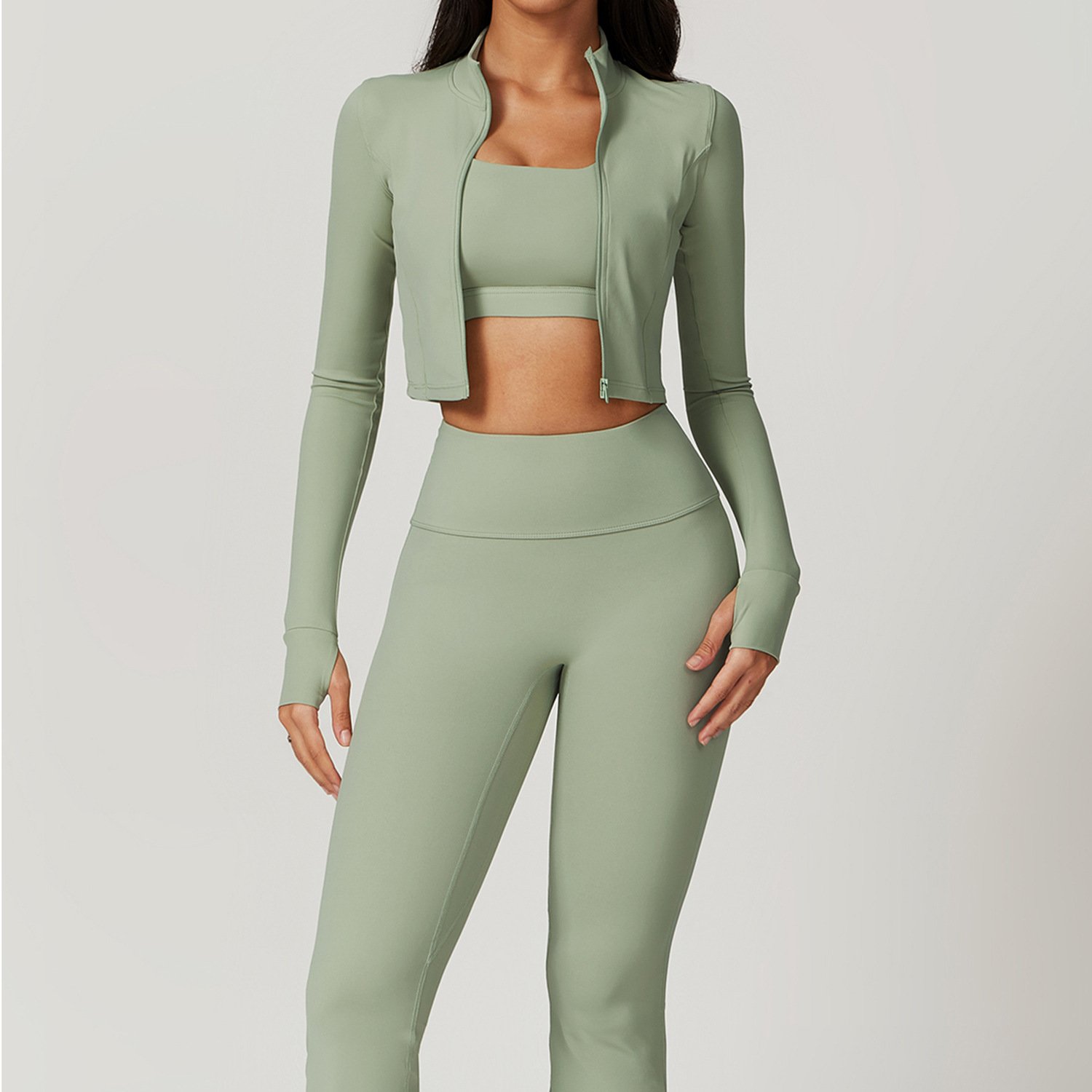 Custom Logo Womens Zipper Jacket Shorts Set For Women High Elasticity Two Piece Set Gym Wear Workout Sets Women Clothing