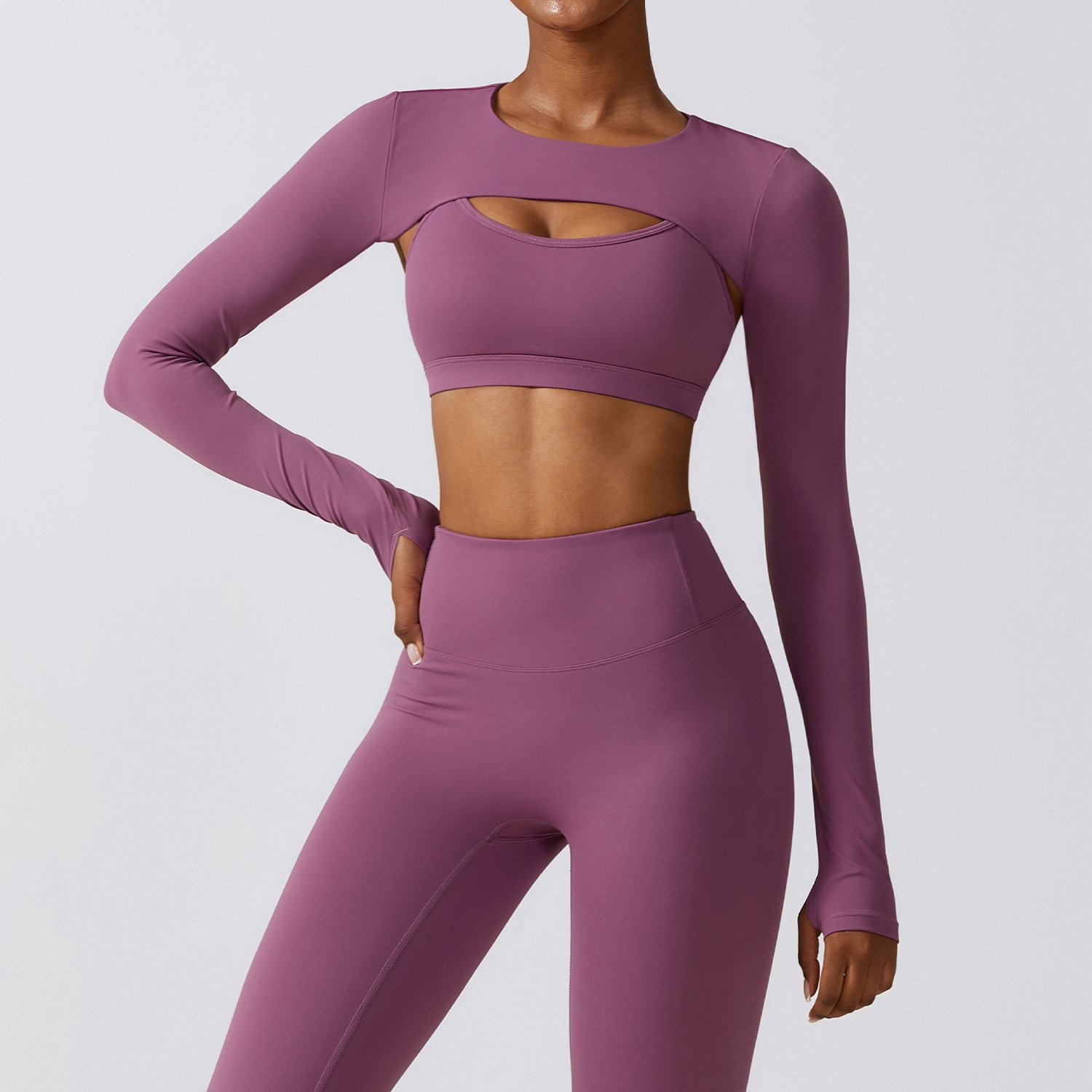 Custom Logo Yoga Suit Wear 3piece Bra Shawl Jacket Leggings Woman Gym Fitness Set