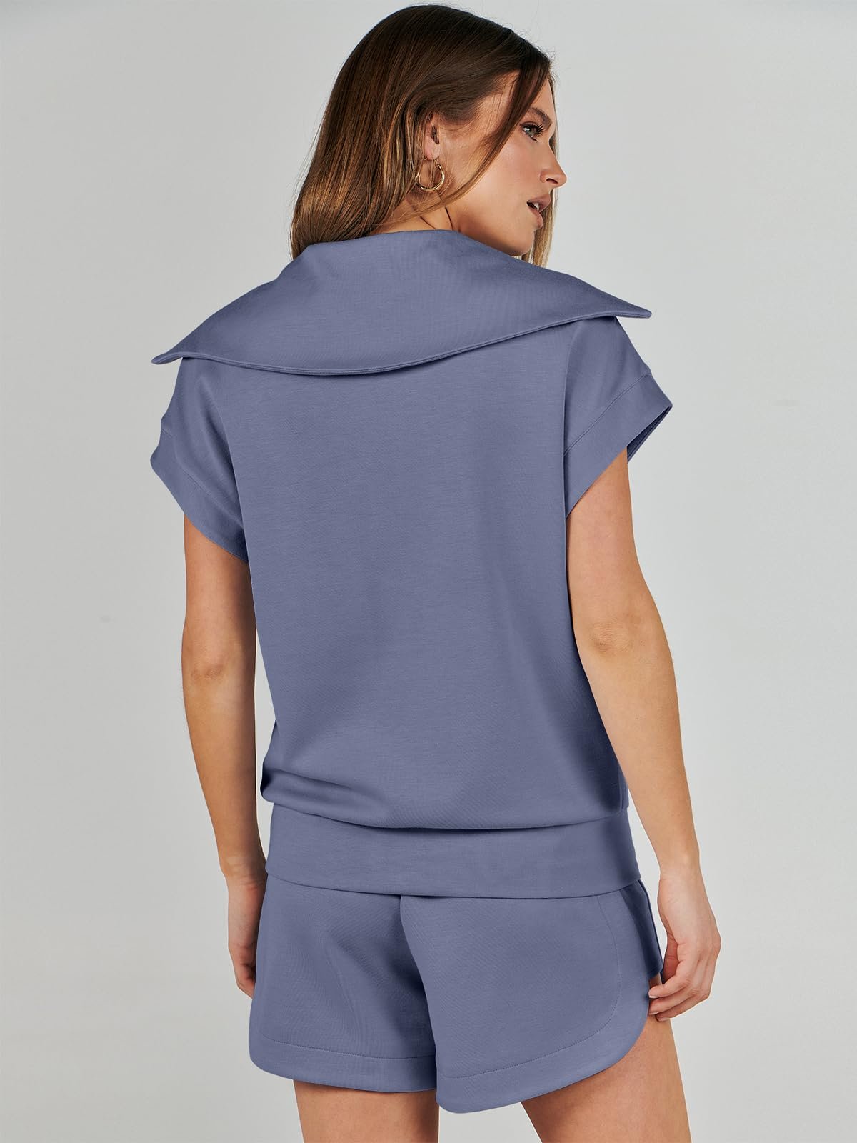 OEM ODM service women's sets High quality knitted cotton fabric Zip-up lapel on the clothes And shorts suit women's sets